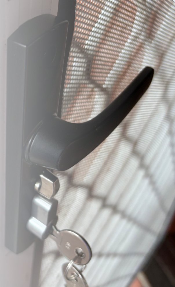 Security screen door with new lever lock and keys