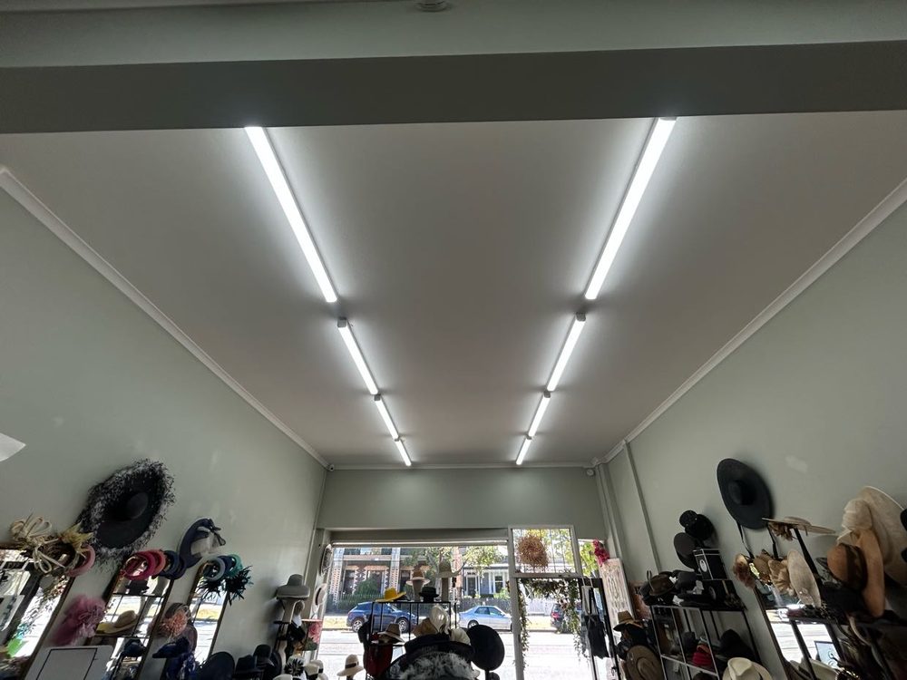 Retail store ceiling with new LED batten lights