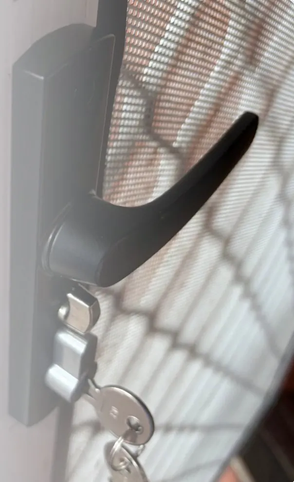 Security screen door with new lever lock and keys