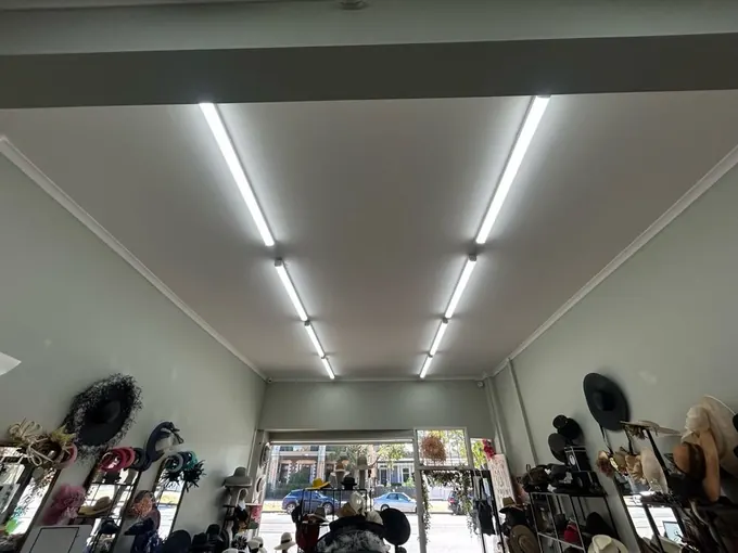 Retail store ceiling with new LED batten lights